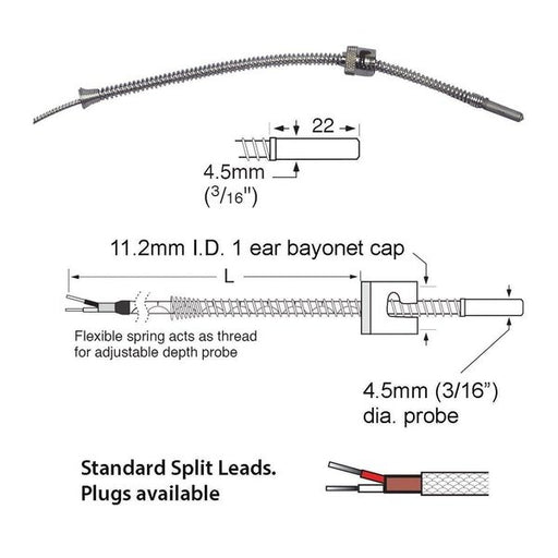 Standard Thermocouple - Adjustoflex Thermocouple. 4.8mm Probe