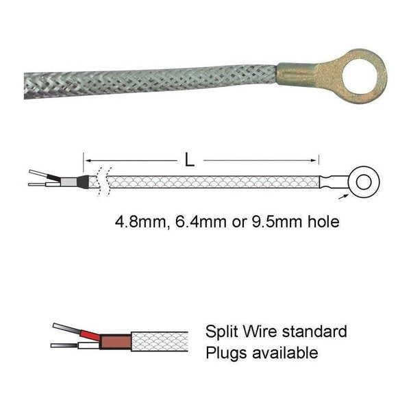 Standard Thermocouple - Washer Type Thermocouple. 4.8, 6.4 Or 9.5mm Hole