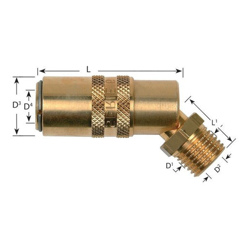 Waterline - Euro Series Compatible 45 Degree Socket Couplings With Male Thread