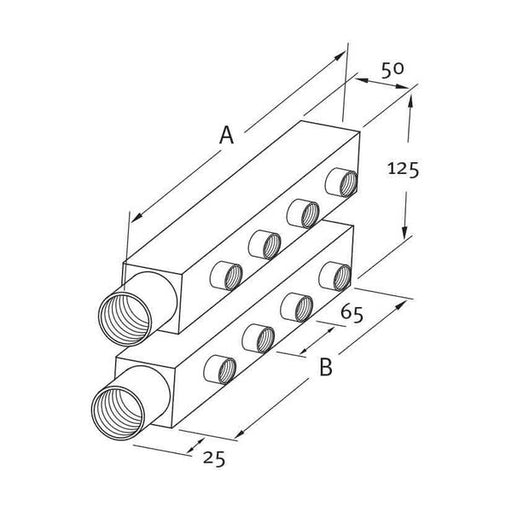 Waterline - Water Manifold- Stainless Steel, Stacked